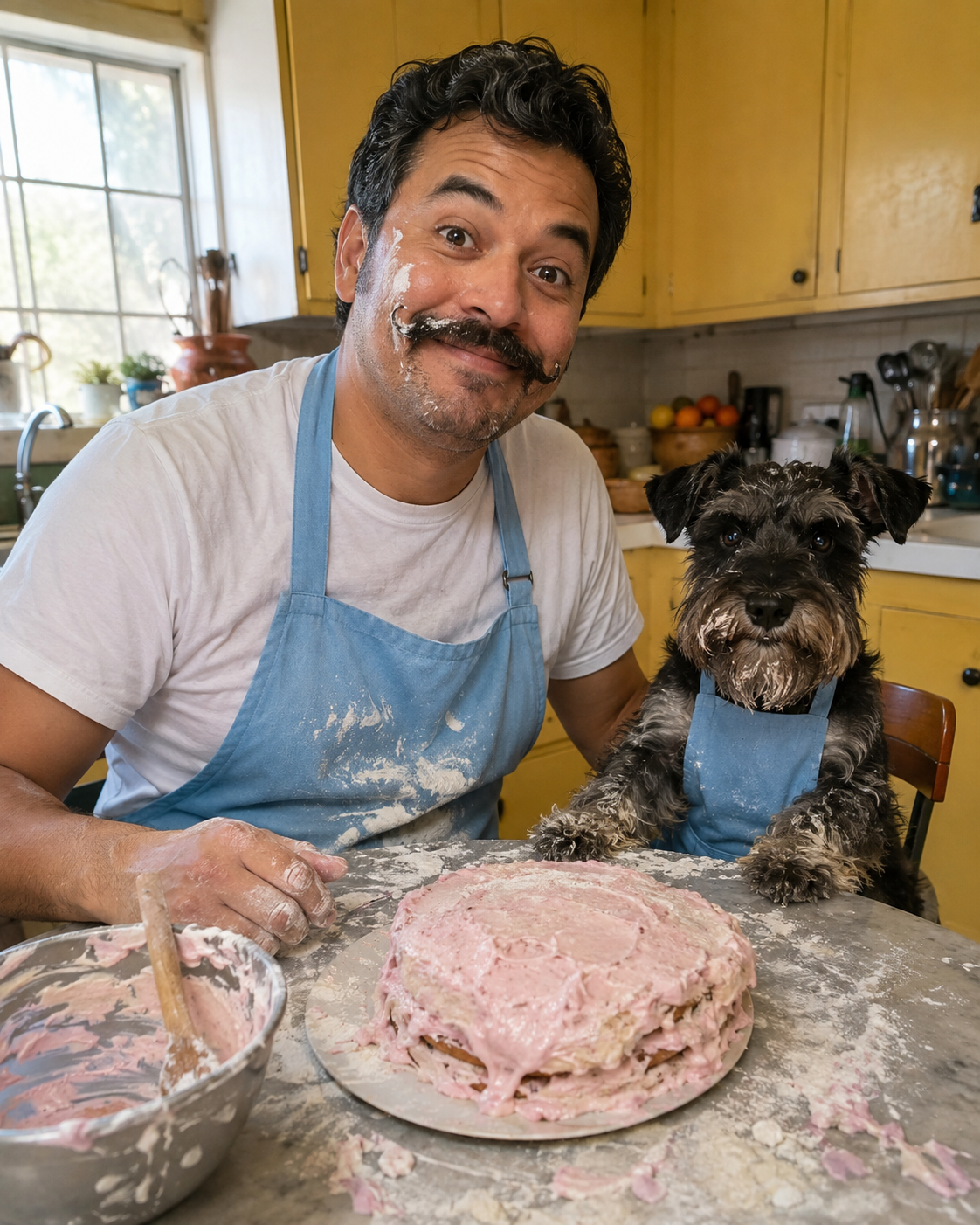 Matching aprons. Questionable baking skills.